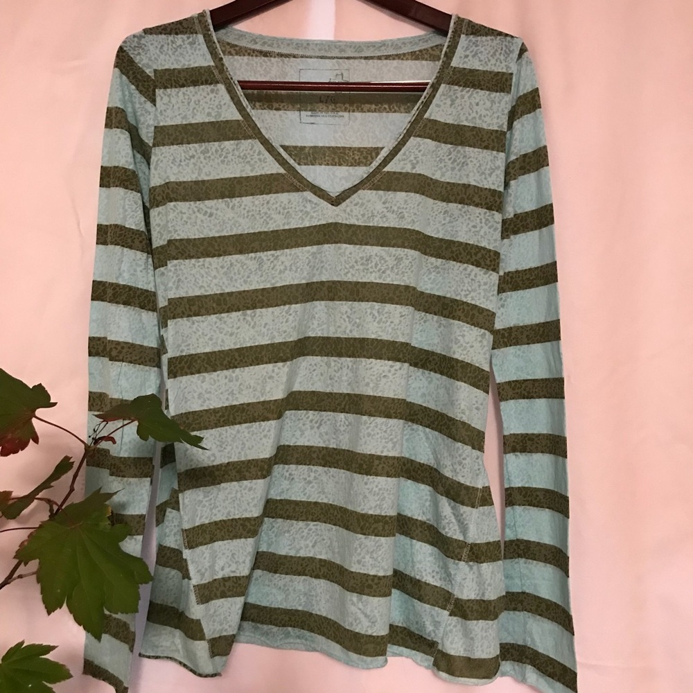 Free People Striped Burnout Long Sleeve Tee